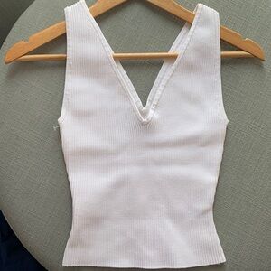 Babaton Sculpt Knit White V Neck